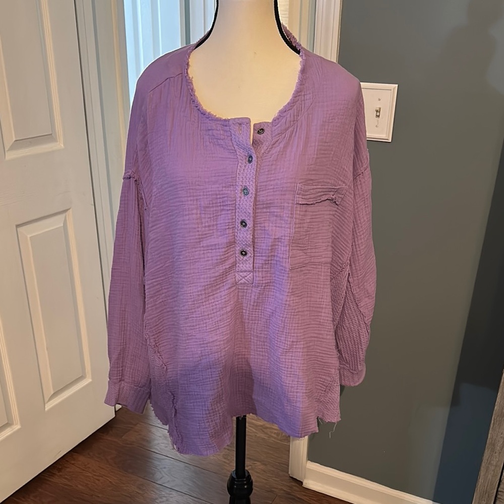Zenana Outfitters Lavender Button-Down Shirt